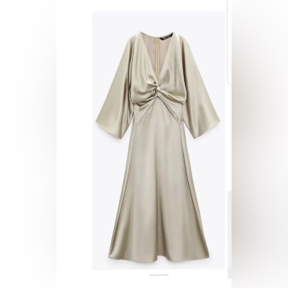 Zara satin midi dress batwing sleeves